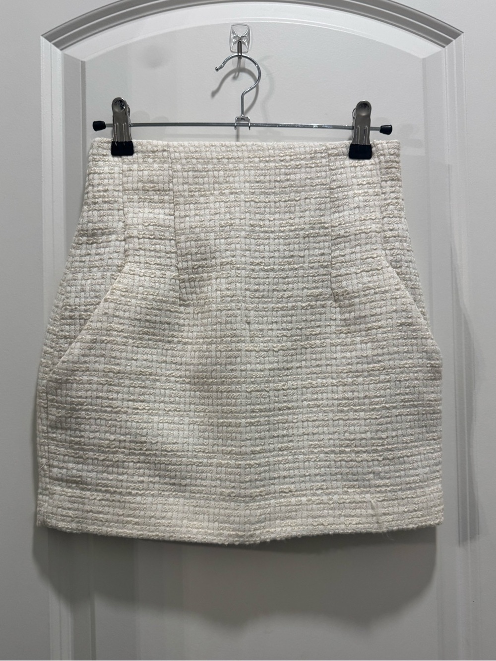 Express Endless Rose Cream Tweed Mini Skirt